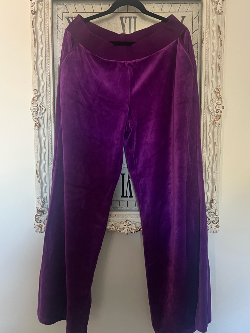 Purple Velvet Wide-Leg Sweatpants
